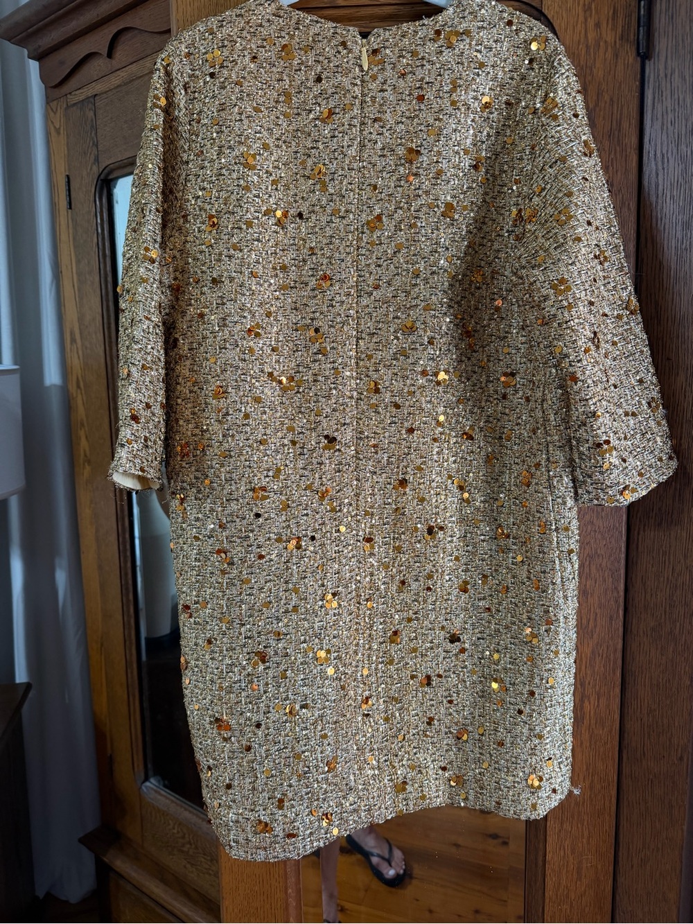 Frances Valentine Gold Sequin Tweed Dress - Picture 2 of 3